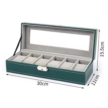 4Grids Double Carbon Fiber Watch Case/ 6Girds Watch Box Holder Organizer Storag image 2