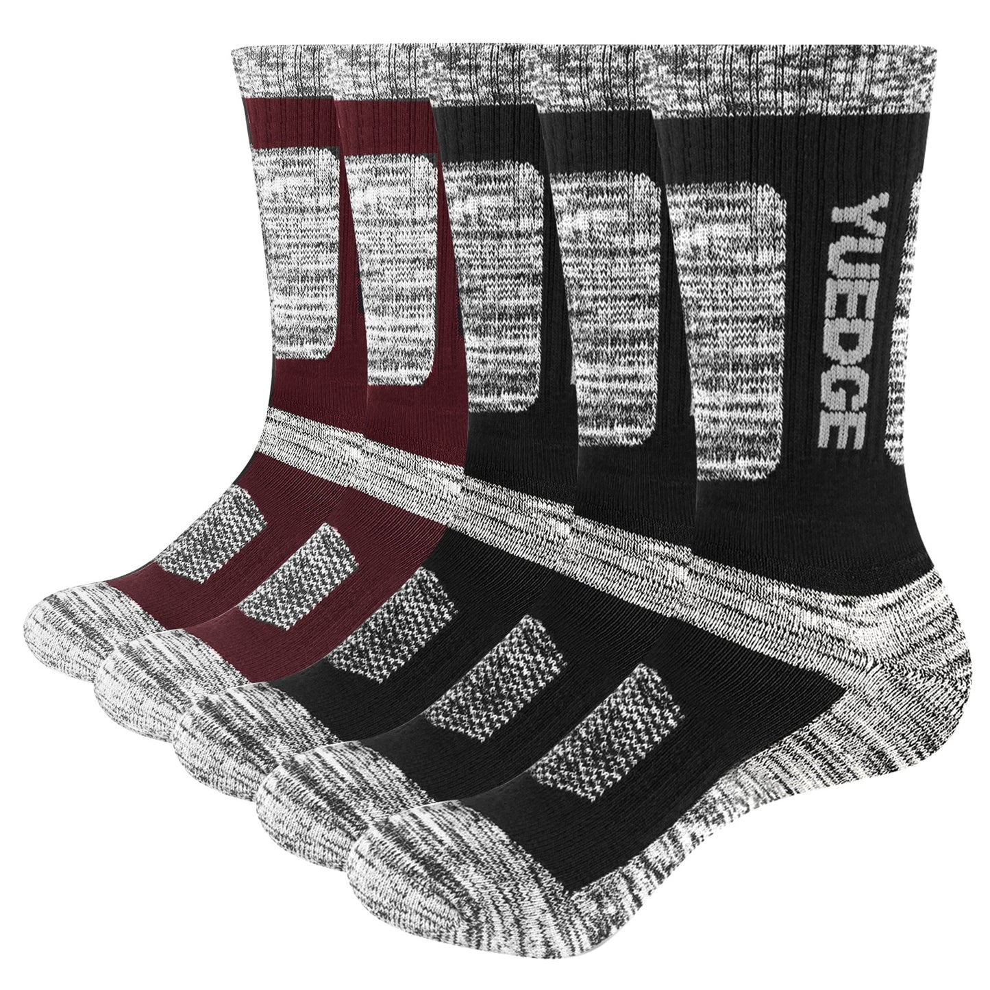 YUEDGE Men's Moisture Wicking Cushioned Thick Sports Athletic Crew Socks Mid Cal image 4