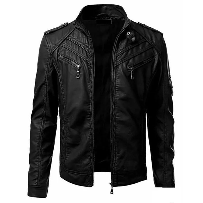 The new casual high-end fashion leather coat men sell European and American sol image 6