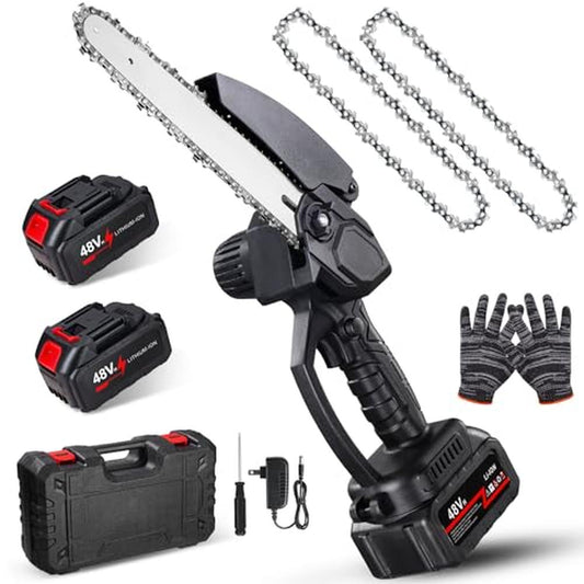8" Portable Electric Chainsaw Cordless Handheld Wood Cutting Tree Branches Trim