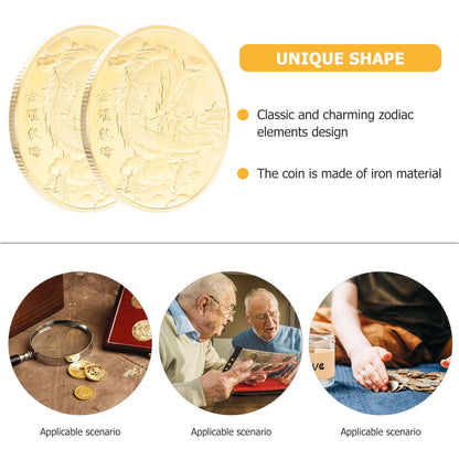 Three-dimensional Relief Year Of Dragon Coin Iron Figures Collectibles Home Dec image 0