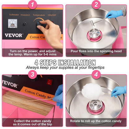 VEVOR Electric Cotton Candy Machine with Cart 1000W Commercial Floss Maker with image 5