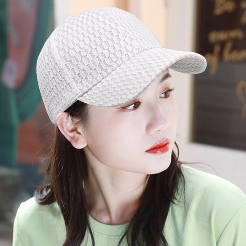 Hat Female Summer Thin Mesh Breathable Baseball Cap L Lace Plaid Korean Peaked image 7