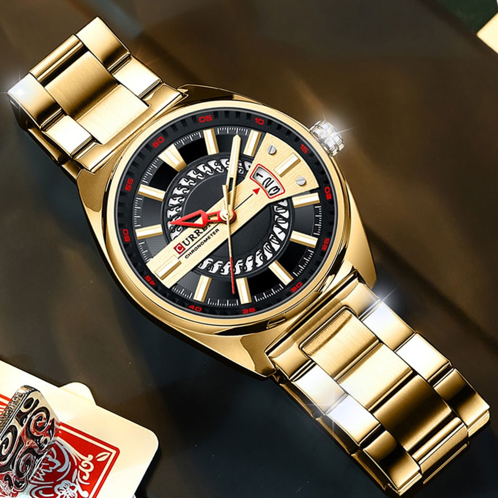 CURREN Men Watch Stainless Steel Band Luxury Quartz Wristwatches for Male Creat image 2