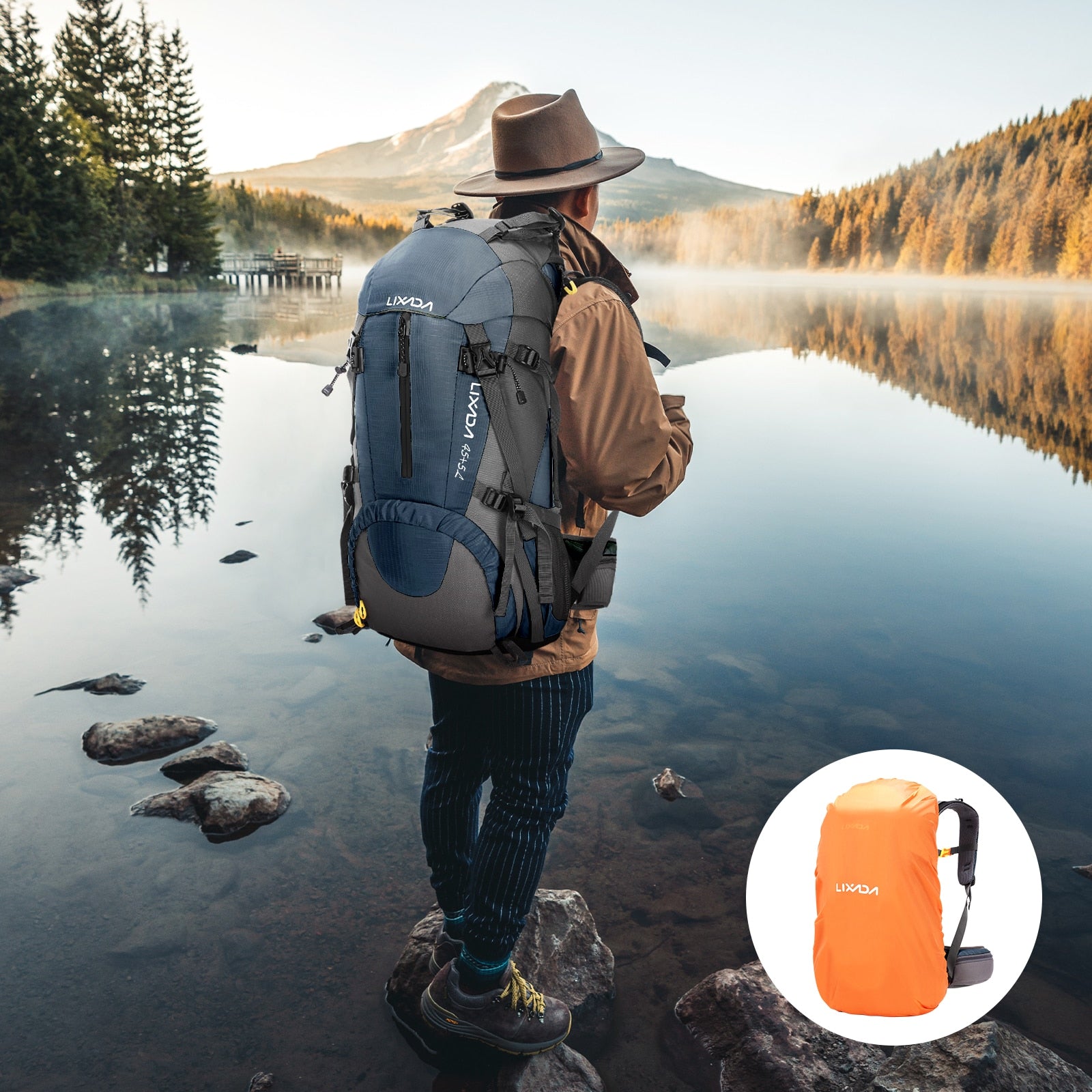 Lixada 50L Waterproof Climbing Bag with Rain Cover Nylon Rucksack Outdoor Sport image 8