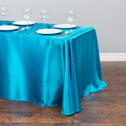 White Table Cloth Polyester Table Cloth Rectangular Satin Tablecloth for Birthd image 7