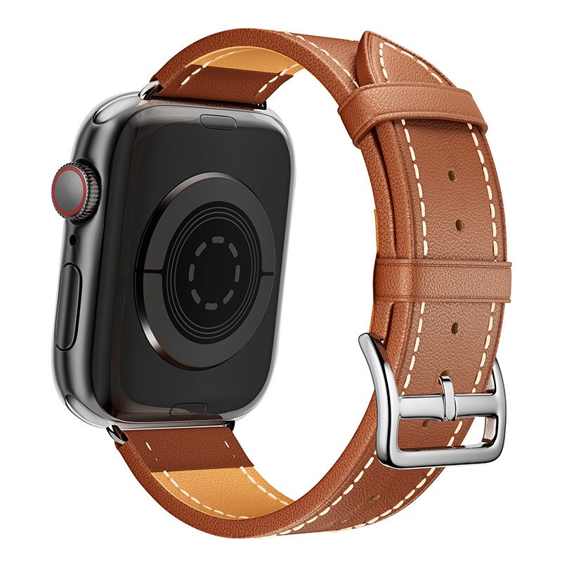 Leather Strap For Apple Watch Band 49mm 45mm 44mm 42mm 41mm 40mm 38mm Wristband image 5