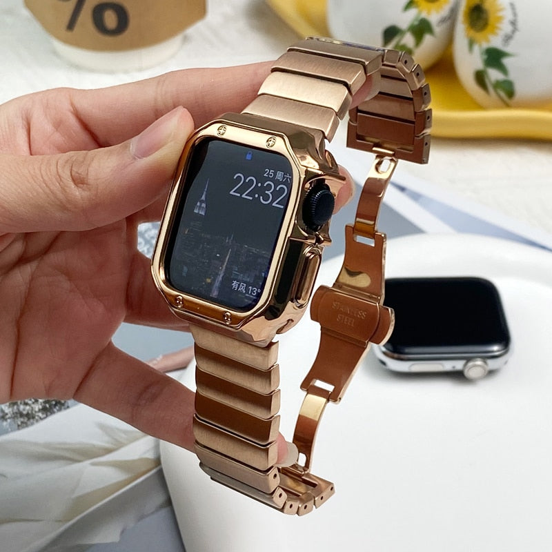 Band+Case For Apple Watch Band Ultra 49mm Strap Metal Bracelet Link Correa For  image 8