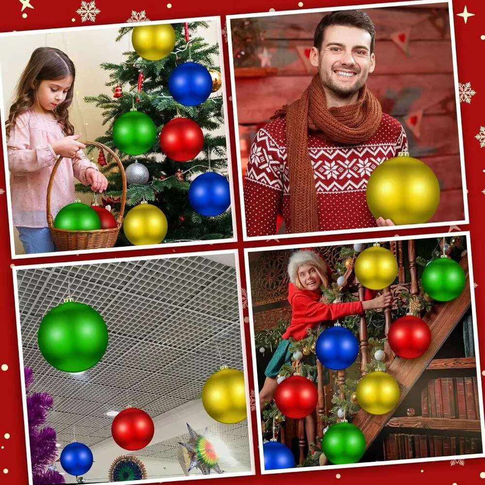 Set Of 8 Christmas Ball OrnaMen'sts 6 " Christmas Ball Shiny OrnaMen'st Indoor A