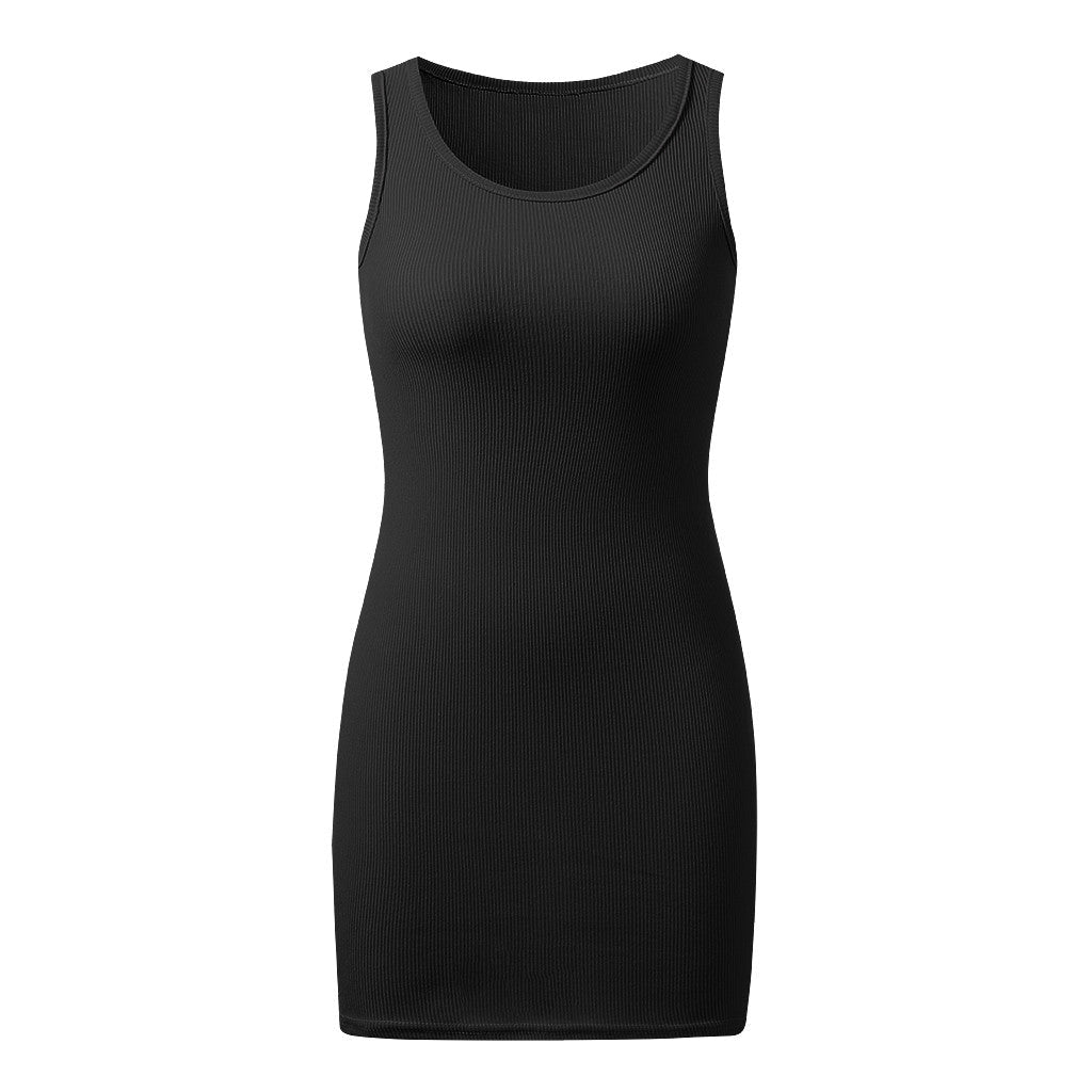 O Neck Sleeveless Formal Dresses For Wedding Guest Solid Color  Sling Dress image 8