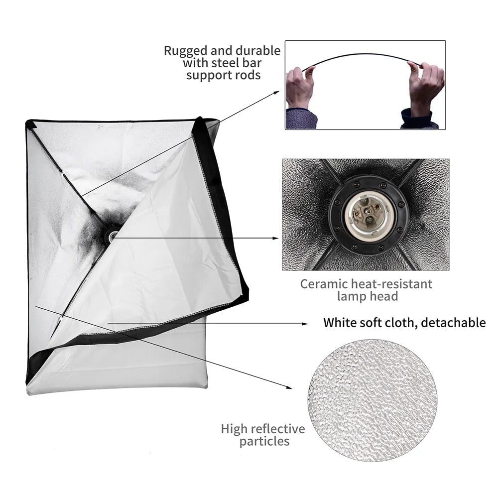 Pography Lighting Kit With 2x2M Po Background Muslin Backdrops Softbox Li image 2