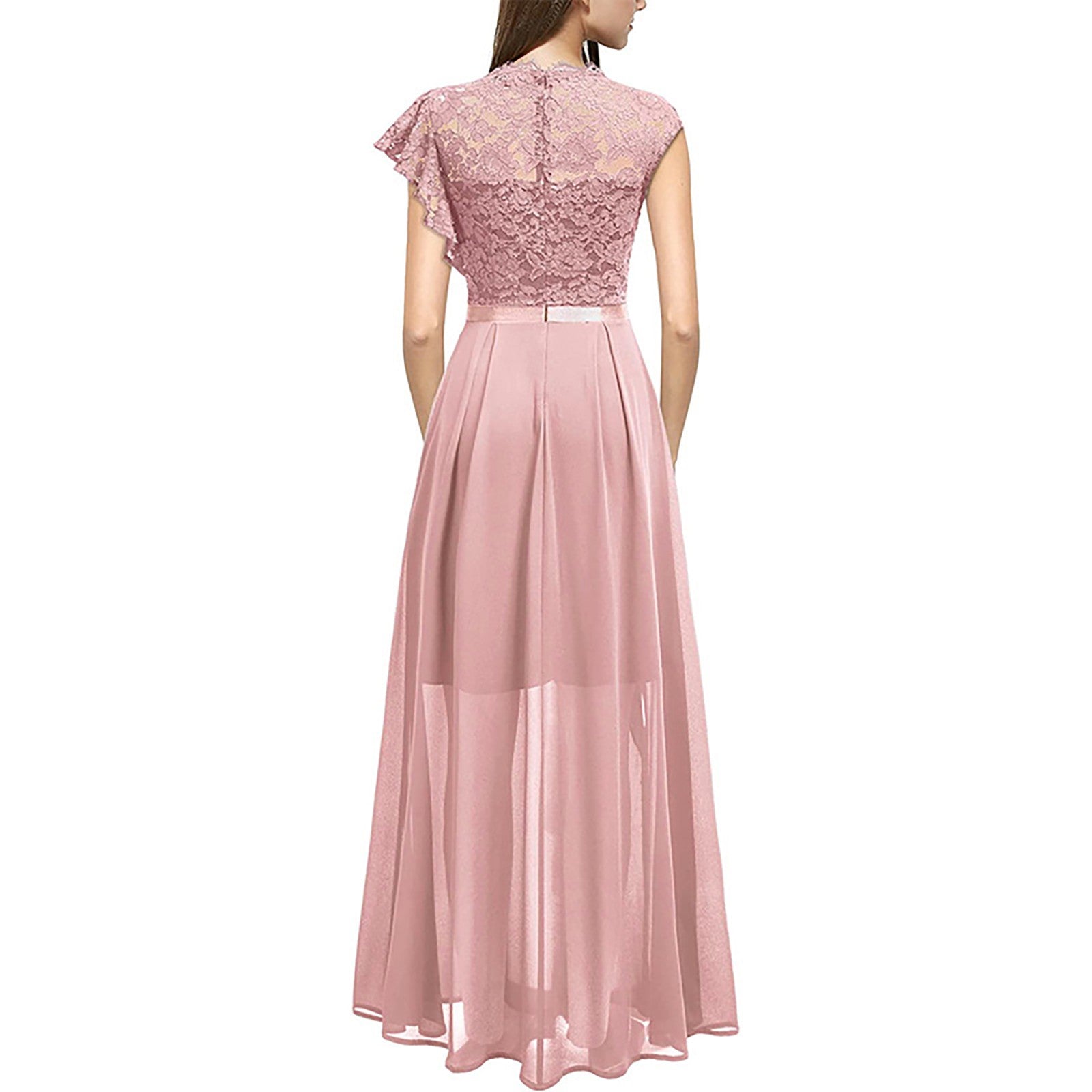 Elegant Lace Chiffon Wedding Dresses for Women Sleeveless Formal Evening Party  image 1