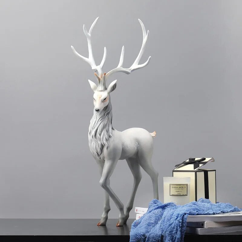 High End Deer Statue Reindeer Figurines Resin ELK Sculpture For Living Room Lux image 0