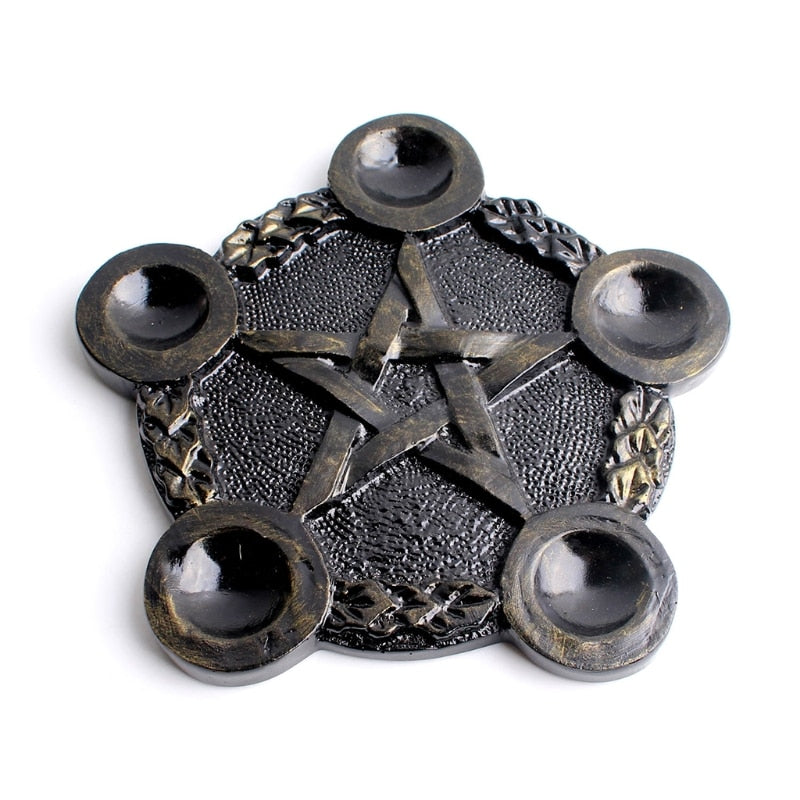 Astrology Star Candlestick Table Pentacle Altar Plate Resin Divination Cup Cand image 3