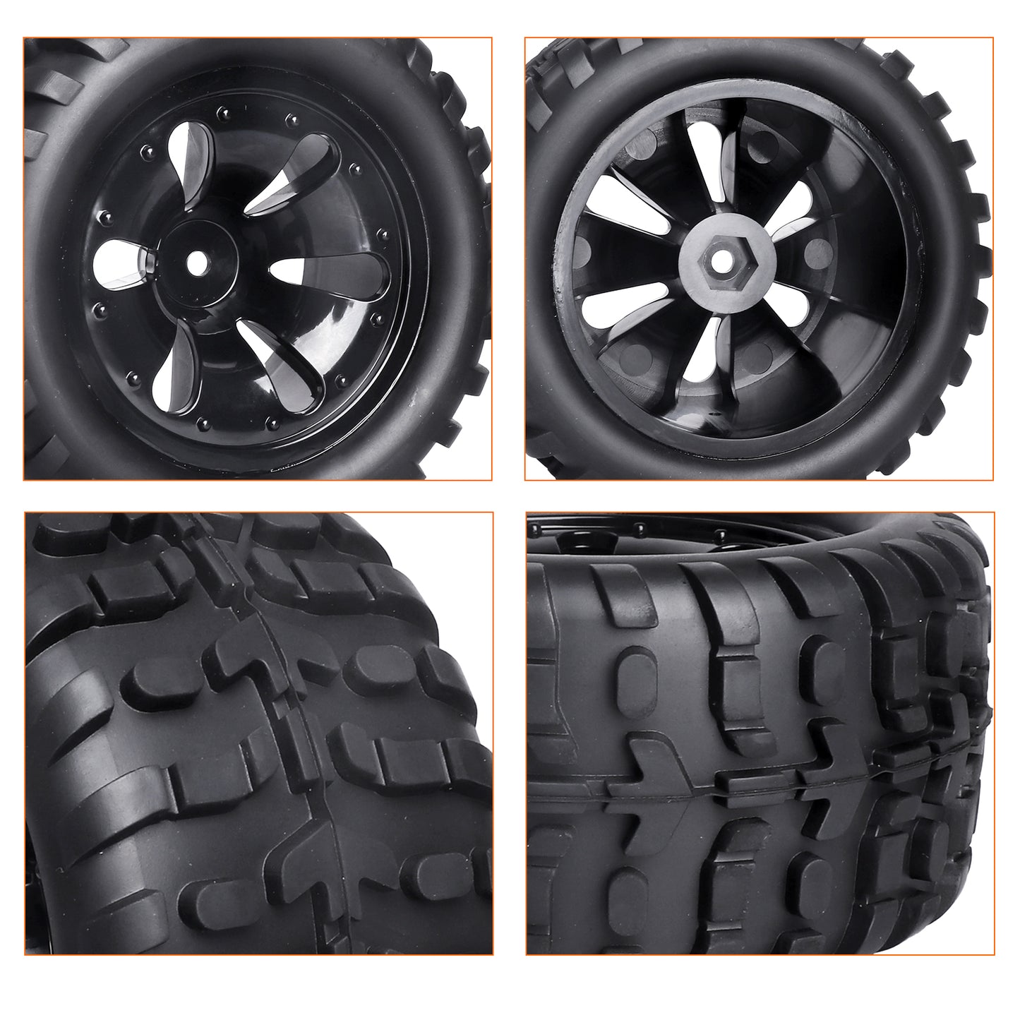 HobbyPark Glued 12mm Hex 1/10 RC Truck Tires Wheels for Traxxas Rustler Stamped image 3