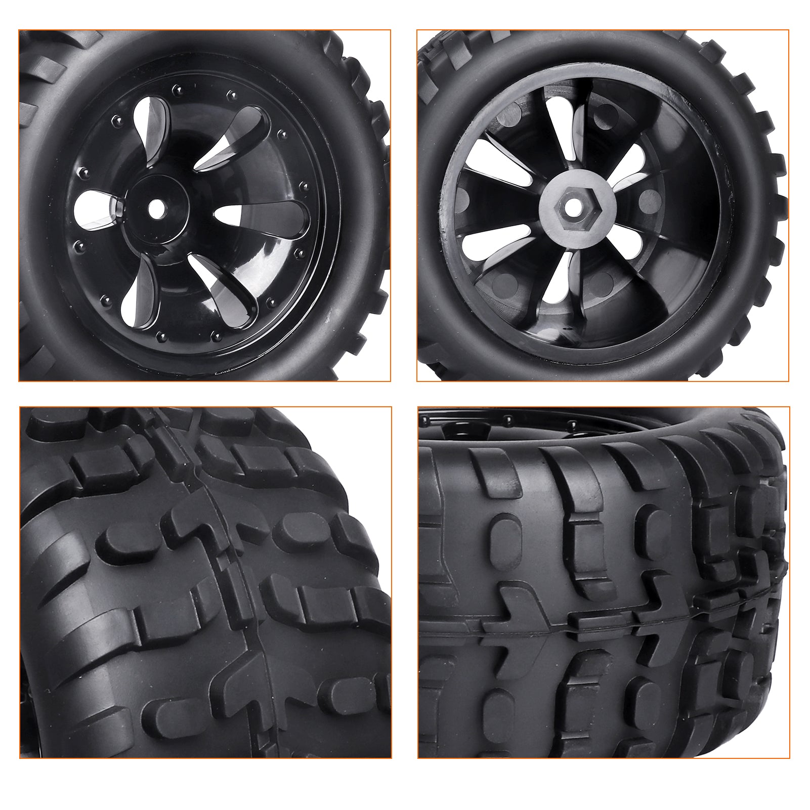 HobbyPark Glued 12mm Hex 1/10 RC Truck Tires Wheels for Traxxas Rustler Stamped image 3