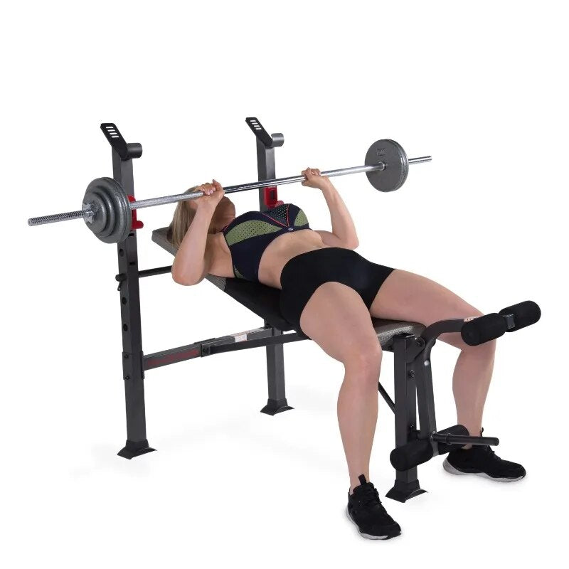 Strength Standard Weight Bench with Leg Developer, 150lb upright weight capacity image 4