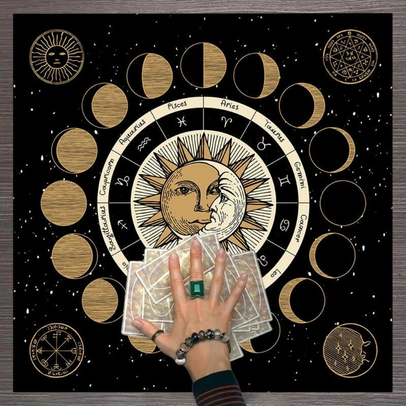 Wheel of the Zodiac Altar Tarot Cloth Tablecloth Moon Phase Velvet Astrology Ta image 4