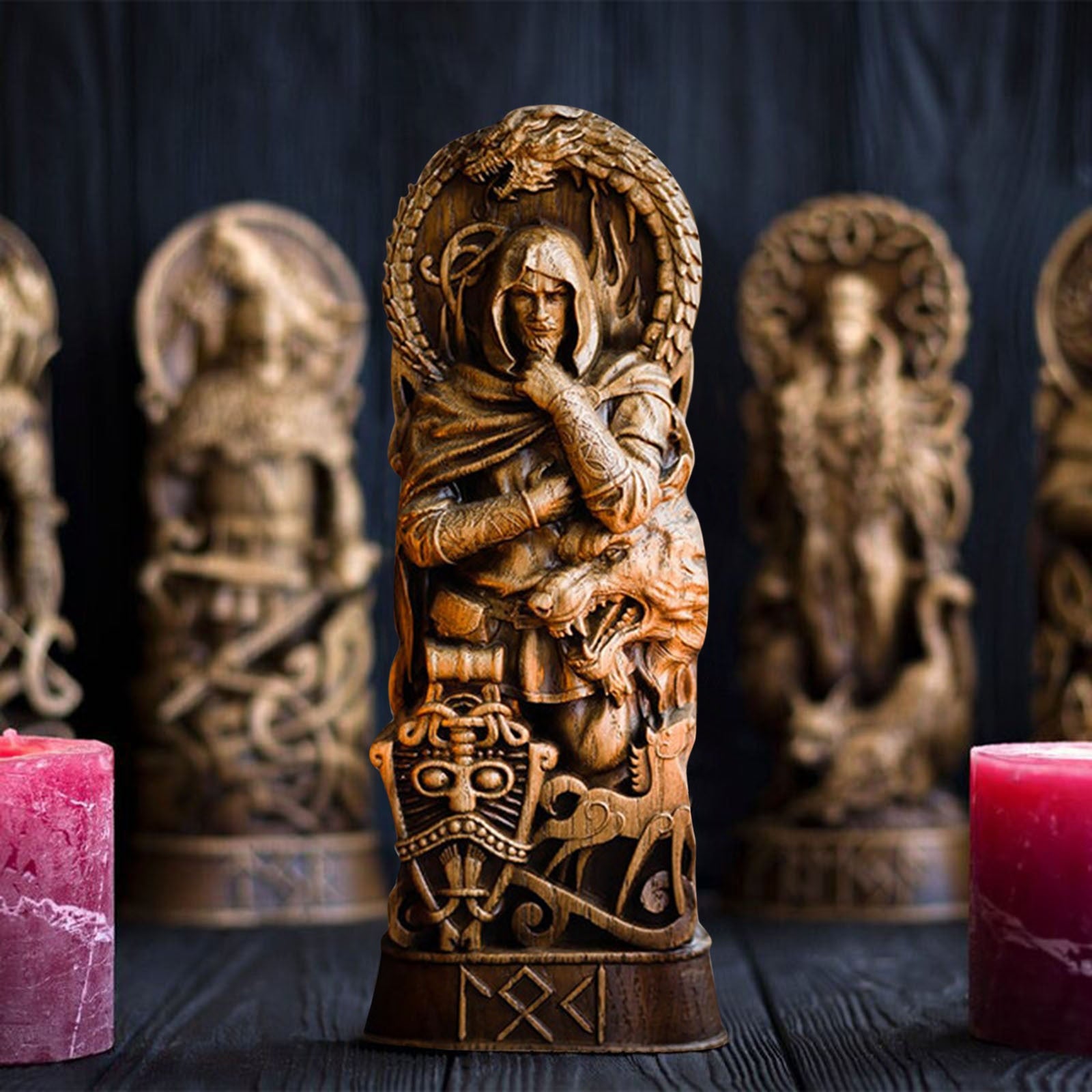 Resin Statue Nordic Gods Odin Sol Loki Freya Legend Viking God Carving Asa Prot image 6