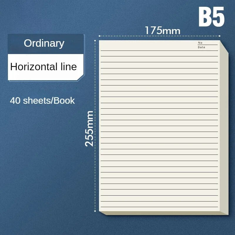 80 Pages B5 Draft Paper Thickened Zoning Horizontal Line Blank Arithmetic Paper image 0