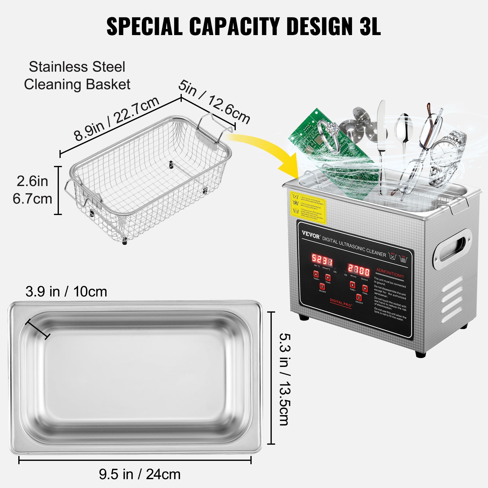 SucceBuy 2L 3L 6L 10L 22L 30L Ultrasonic Cleaner Stainless Steel Portable Clean image 11