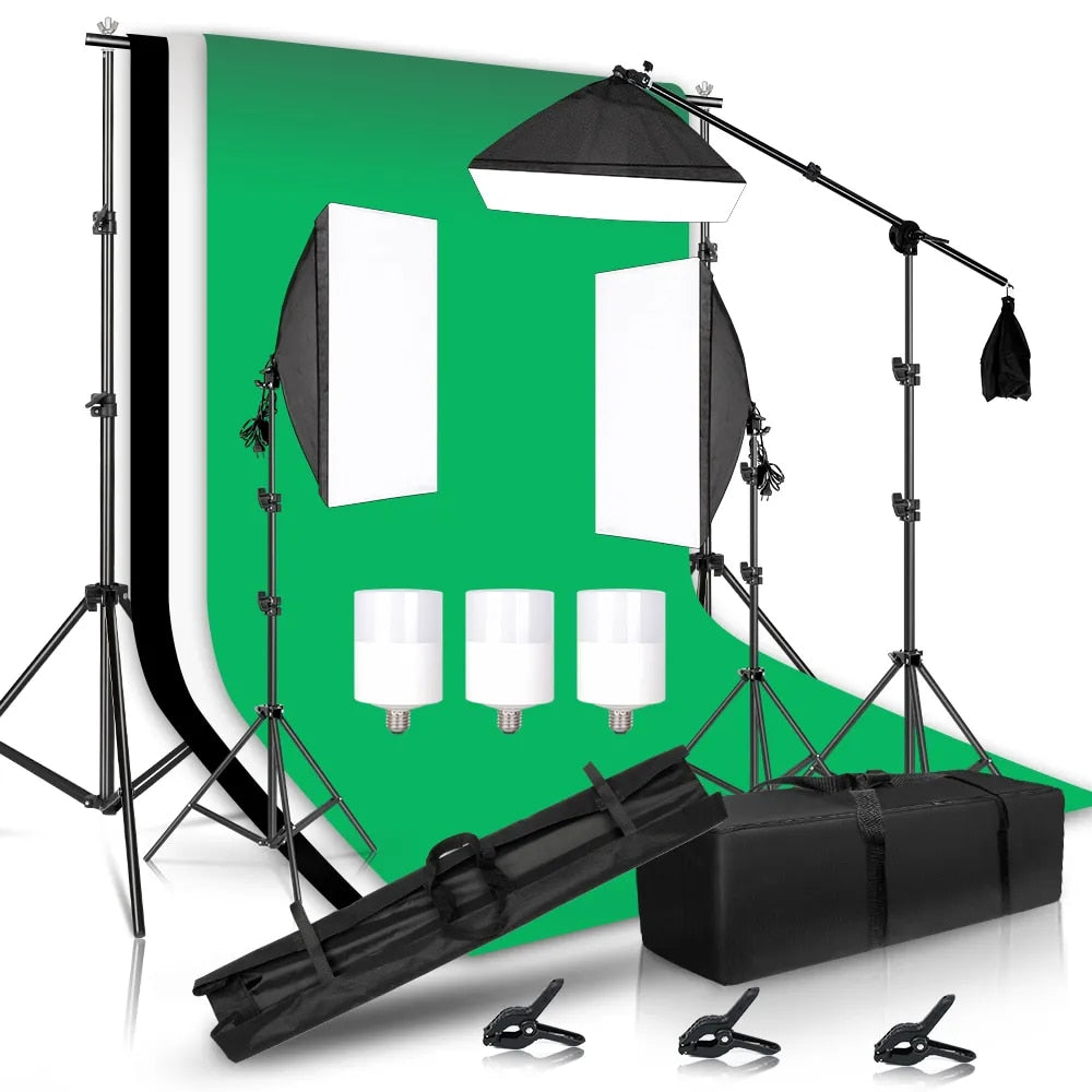 Pography Lighting Kit With 2x2M Po Background Muslin Backdrops Softbox Li