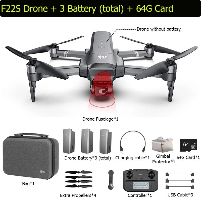 SJRC F22S 4K PRO Drone Camera Obstacle Avoidance PRO Quadcopter EIS 2-Axis Brus image 6