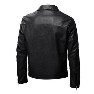 Spring Motorcycle Jacket Men Turn Down Collar Casual Leather Jacket Fa