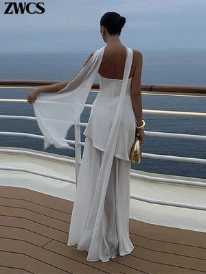 Elegant Patchwork Split Strapless Dress Women  Sleeveless Back