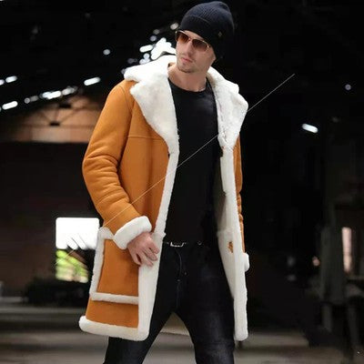 2024 Winter New Long Woolen Coat For Men Vintage Warm Thick Overcoats