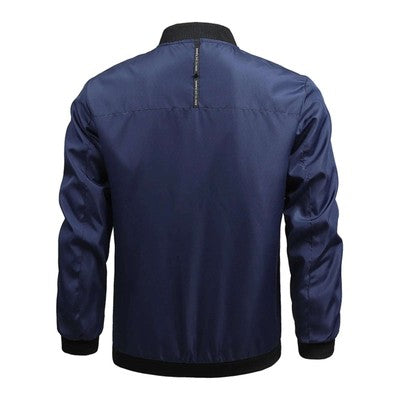Men'S Autumn Thin Outwears Solid Color Zipper Stand Collar Bomber Jack