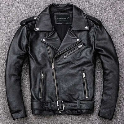 Spring Classical Motorcycle Oblique Zipper Jackets Men Leather Jacket