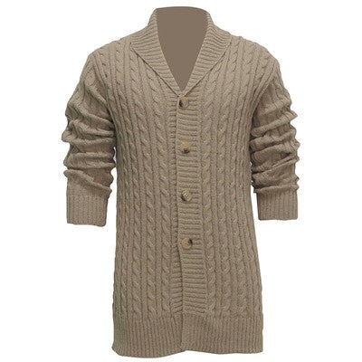Men S Classic V-Neck Cable Knit Button Up Cardigan Sweater Long Sleeve