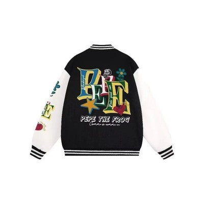New Men Trendy Baseball Jacket Casual Loose Fit High School Student Hi