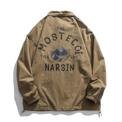 Japanese Retro Zipper  Jacket Men's Harajuku Pilot Vintage Streetwear