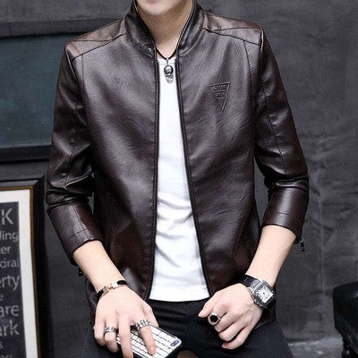 Mens Biker Leather Jacket 2023 Autumn Men's Fashion Trend Decorative M