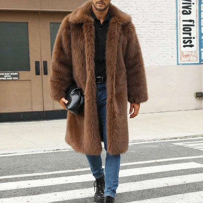Women Faux Fur Hooded Parka Coat Stylish Solid Color Zipper Front Warm