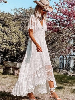Women Evening Dresses Half Sleeve Hollow Out Party Dress Elegant Women