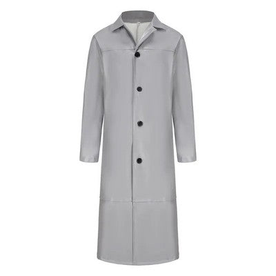 Streetwear Men Faux Leather Trench Fashion Long Windbreaker Coat Slim