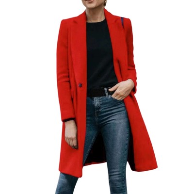 Eillysevens Women's Vintage Woolen Coat | Lapel Loose Fit Button Pockets | Autumn Winter | Black