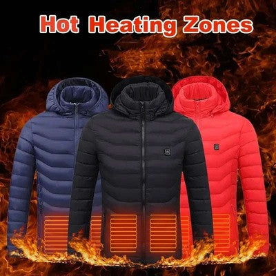 Winter Men's Women's Thicken Warm USB Heating Cotton Jackets Coat Smart Th