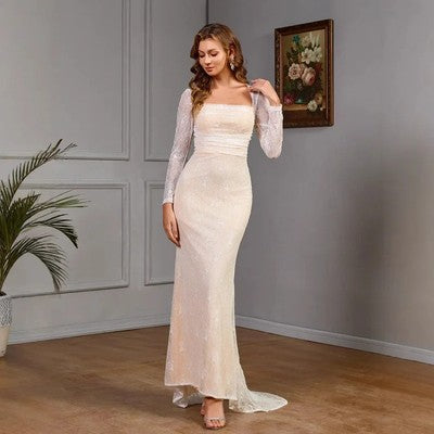 Wedding Dress Elegant Off Shoulder Beading Sequin Evening Dress Women