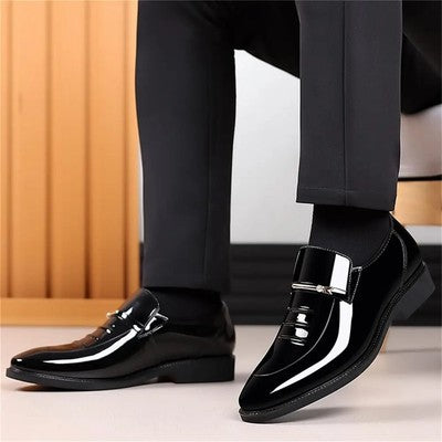 Men Dress Shoes Formal Business Oxford  Gloss Patent Slip On Loaf