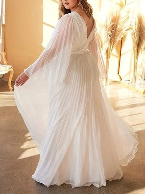 Evening Dress Pleated Elegant Dress Female Solid V Neck Clothing Luxur