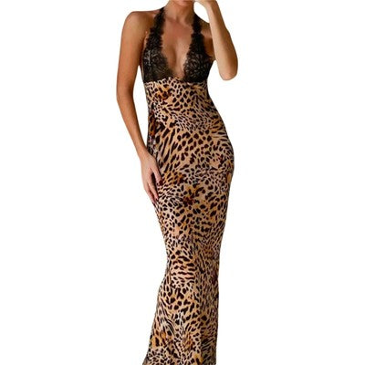Women s Halter Neck Maxi Dress Floral Print Sleeveless Backless Evenin