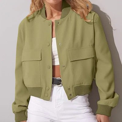 2024 Woman Bomber Jacket Coat White Autumn Winter Button Baseball Avia
