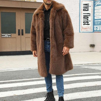 Women Faux Fur Hooded Parka Coat Stylish Solid Color Zipper Front Warm