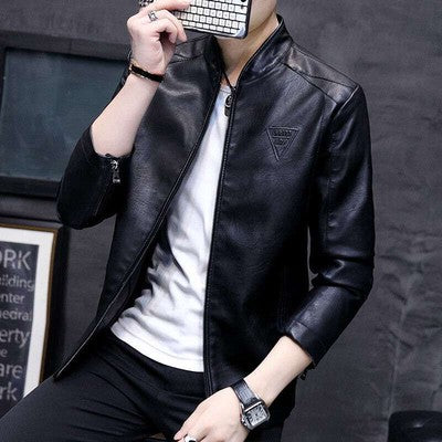 Mens Biker Leather Jacket 2023 Autumn Men's Fashion Trend Decorative M