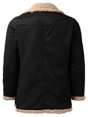 Men s Winter Fleece Coats with Turn Down Collar and Button Down Closur