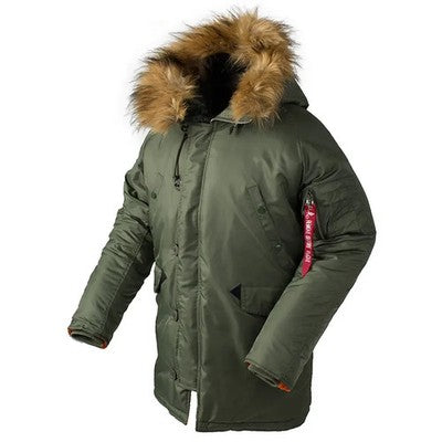 2024 Winter N3B puffer Men's long coat military fur hood warm tactical